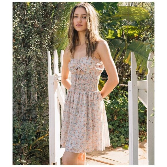 Shabby Chic NWT $128 The Marley Smudge Floral Cottagecore Mini Dress Womens Med - Picture 1 of 13